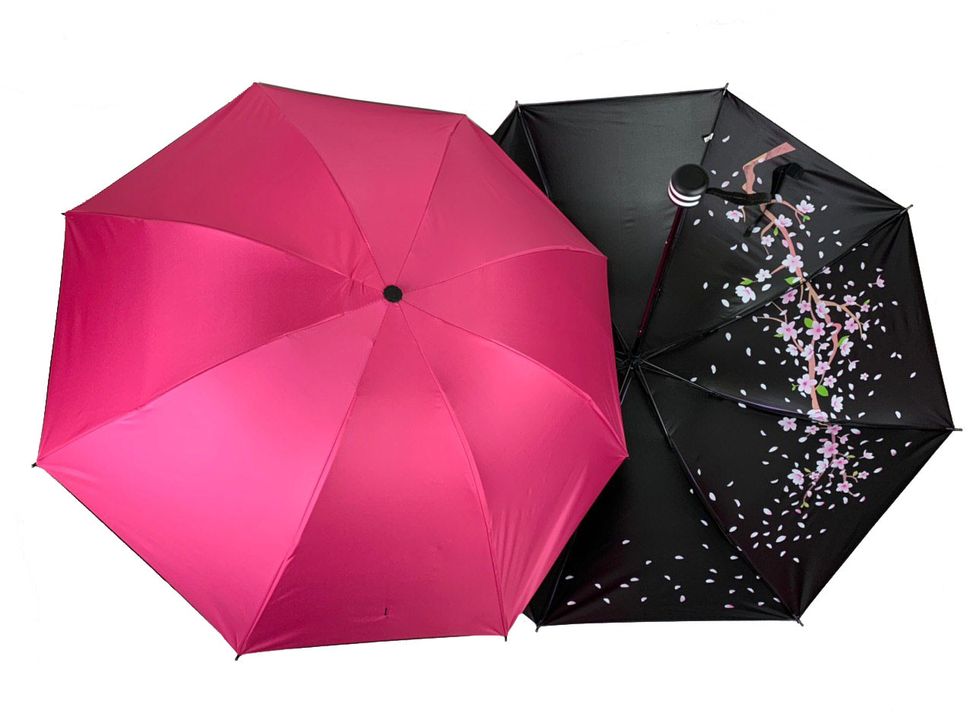 Механический женский зонт в три сложения, малиновый, 8308-4  8308-4 фото | ANANASKO