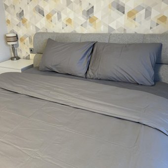 Комплект постельного белья двуспальный Сатин серый Ananasko 193850 125 г/м² 193850(2,0) фото | ANANASKO