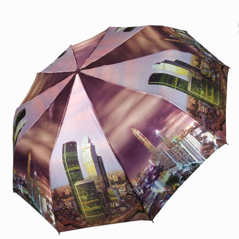 Складной женский зонт полуавтомат с системой антиветер, фиолетовый, F501-1  F501-1 фото | ANANASKO
