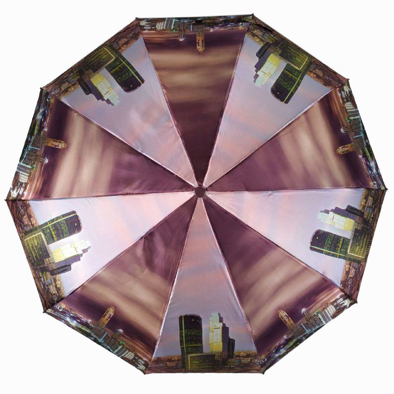 Складной женский зонт полуавтомат с системой антиветер, фиолетовый, F501-1  F501-1 фото | ANANASKO