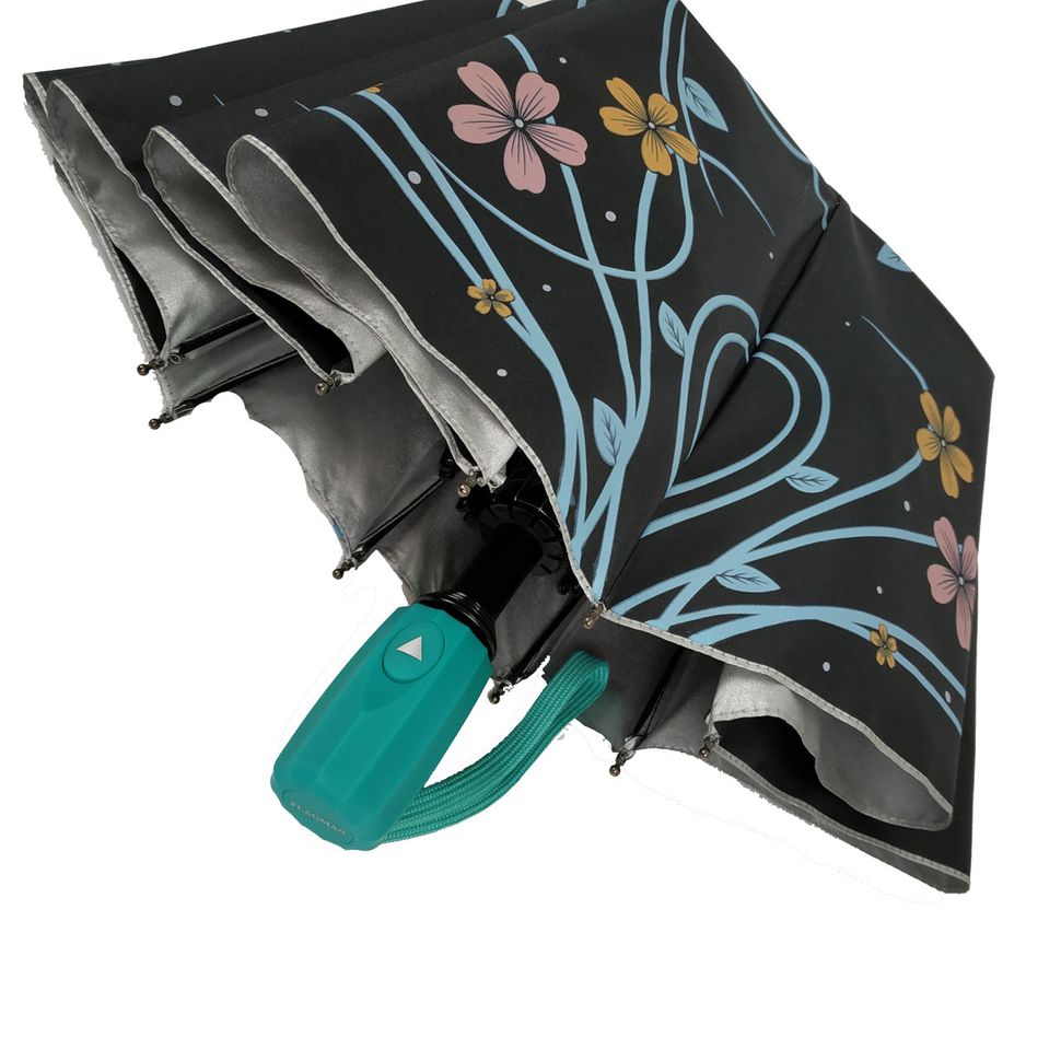 Жіноча парасоля напівавтомат FLAGMAN на 10 спиць, бірюзова ручка, 748-1  748-1 фото | ANANASKO