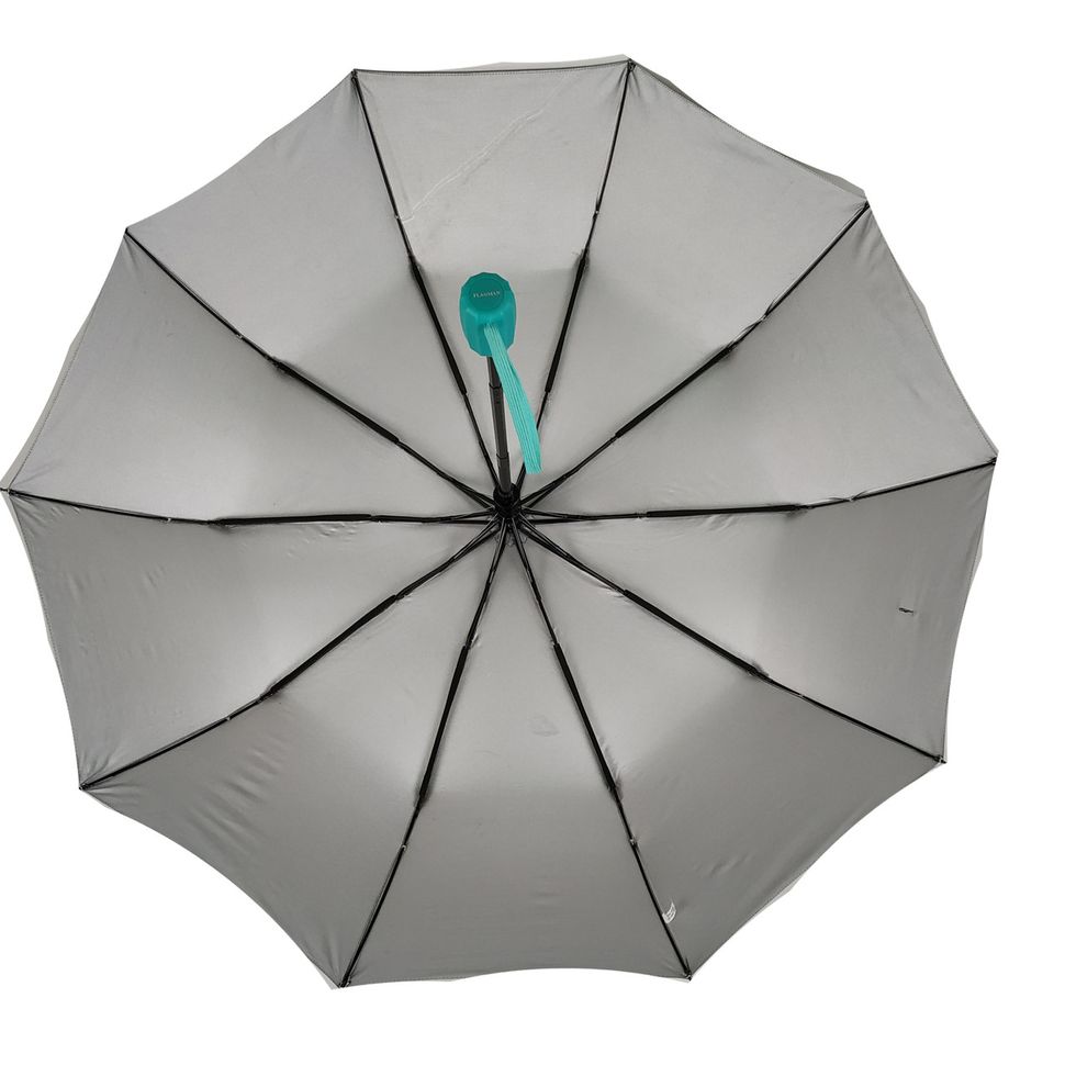 Жіноча парасоля напівавтомат FLAGMAN на 10 спиць, бірюзова ручка, 748-1  748-1 фото | ANANASKO