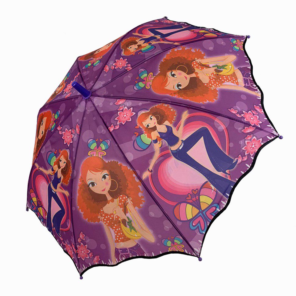 Яскрава дитяча парасоля тростина, Flagman з героїнею мультика Вінкс, фіолетовий, 601А-1  601А-1 фото | ANANASKO