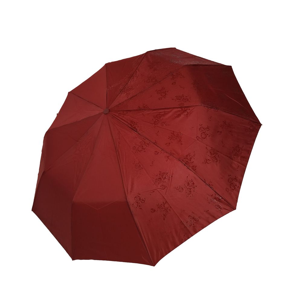 Женский зонт-полуавтомат на 10 спиц Bellisimo "Flower land", проявка, бордовый цвет, 461-3  461-3 фото | ANANASKO