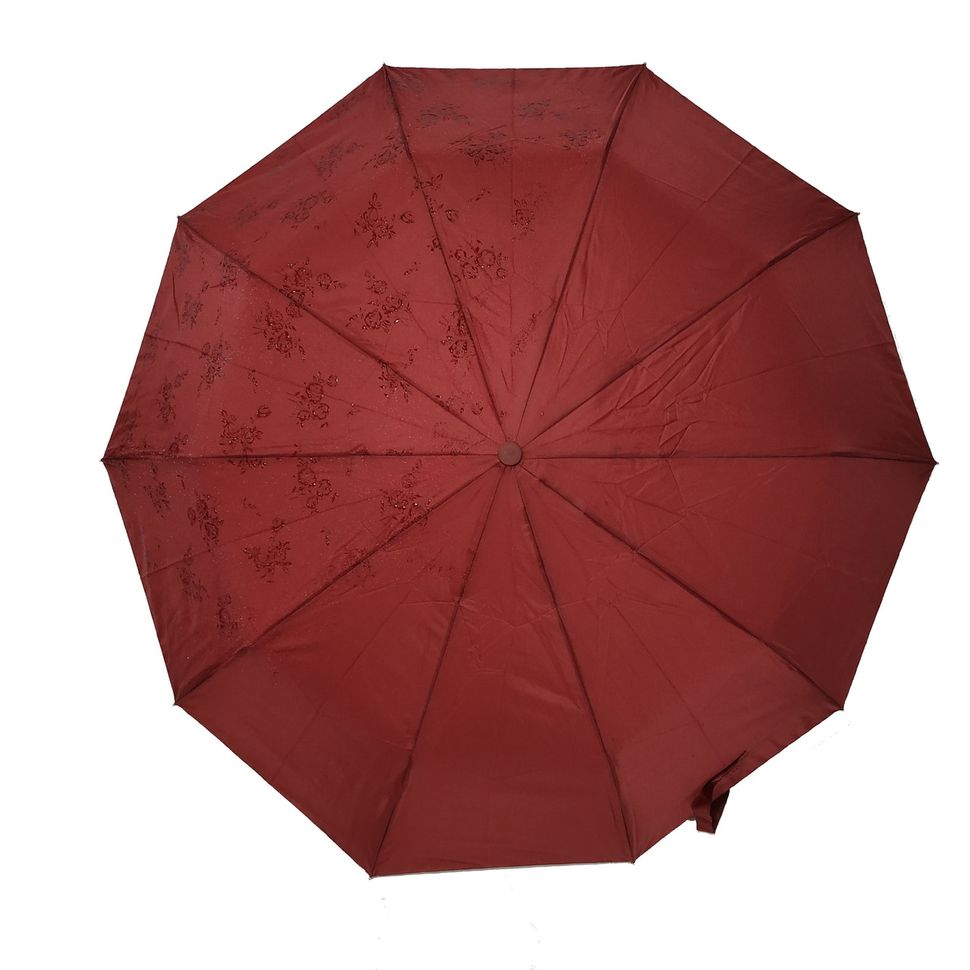 Женский зонт-полуавтомат на 10 спиц Bellisimo "Flower land", проявка, бордовый цвет, 461-3  461-3 фото | ANANASKO